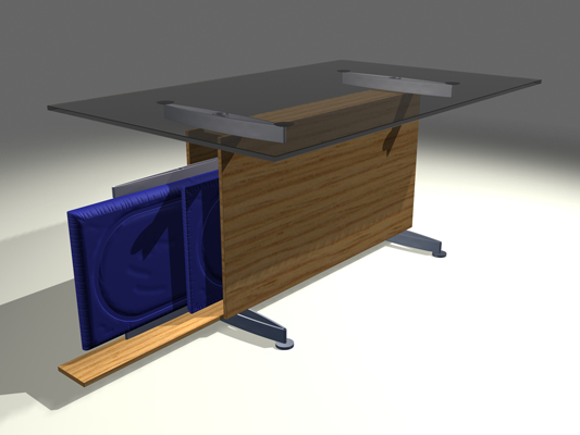 Design de Produto, Conceitual, Móveis - Conjunto mesa e cadeira Canguru, modelo 3d